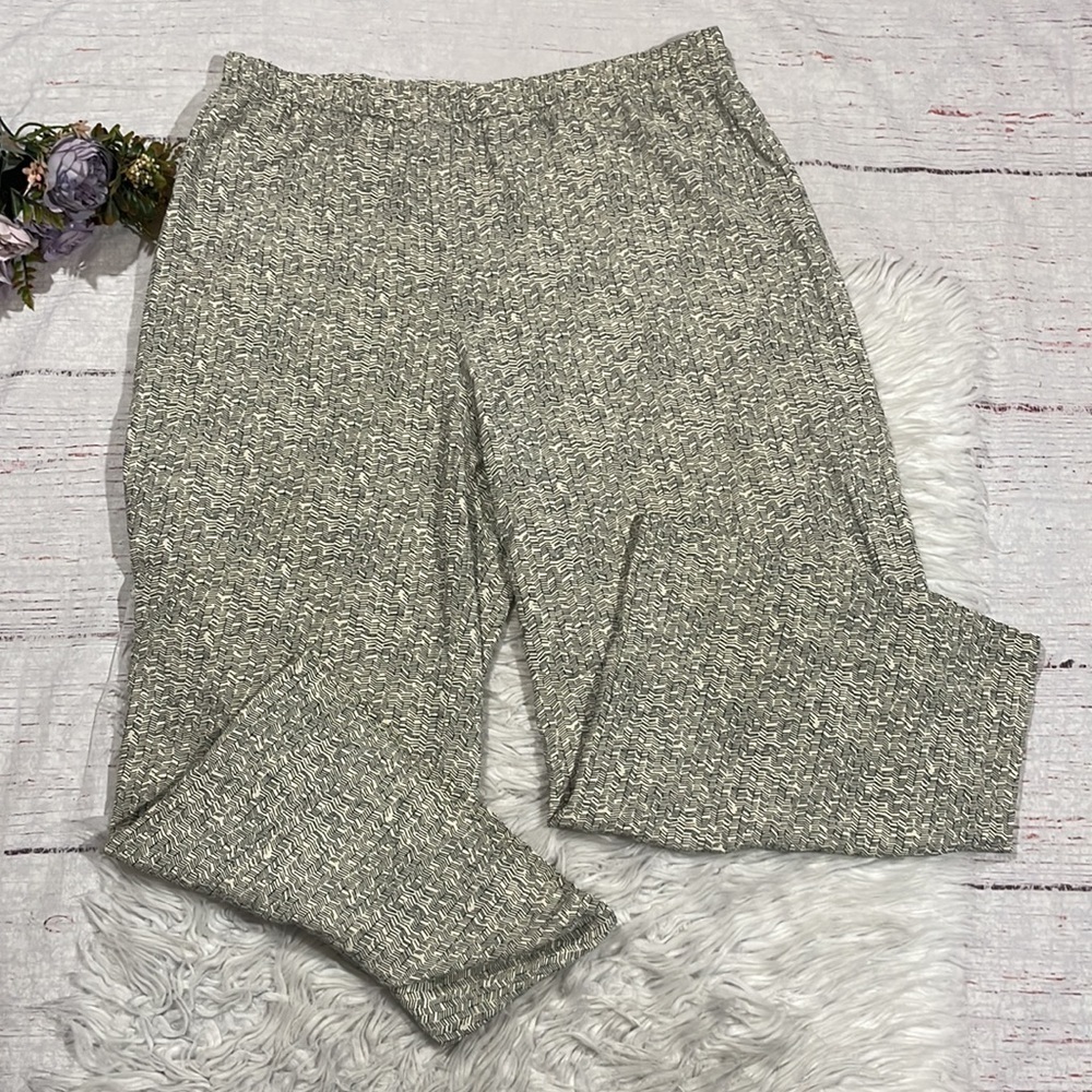 Eileen Fisher Ecru Broken Chevron Patterned Wide … - image 2